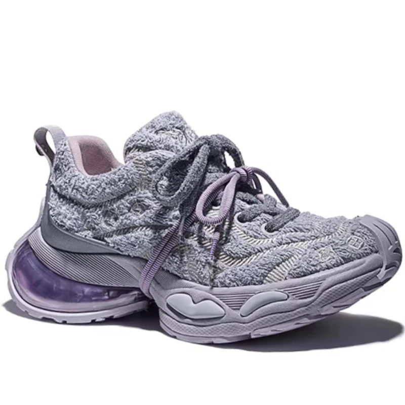 Retro Fashion Printed Luxury Daddy Shoes for Women's and Men's Genuine Leather Fabric Chunky Sneakers Height Increasing Shoes