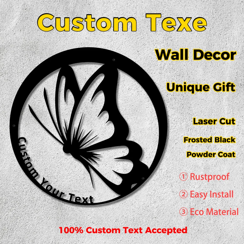 

Custom Butterfly Metal Wall Decor Personalized Garden Home Sign | Wedding Birthday Gift Idea