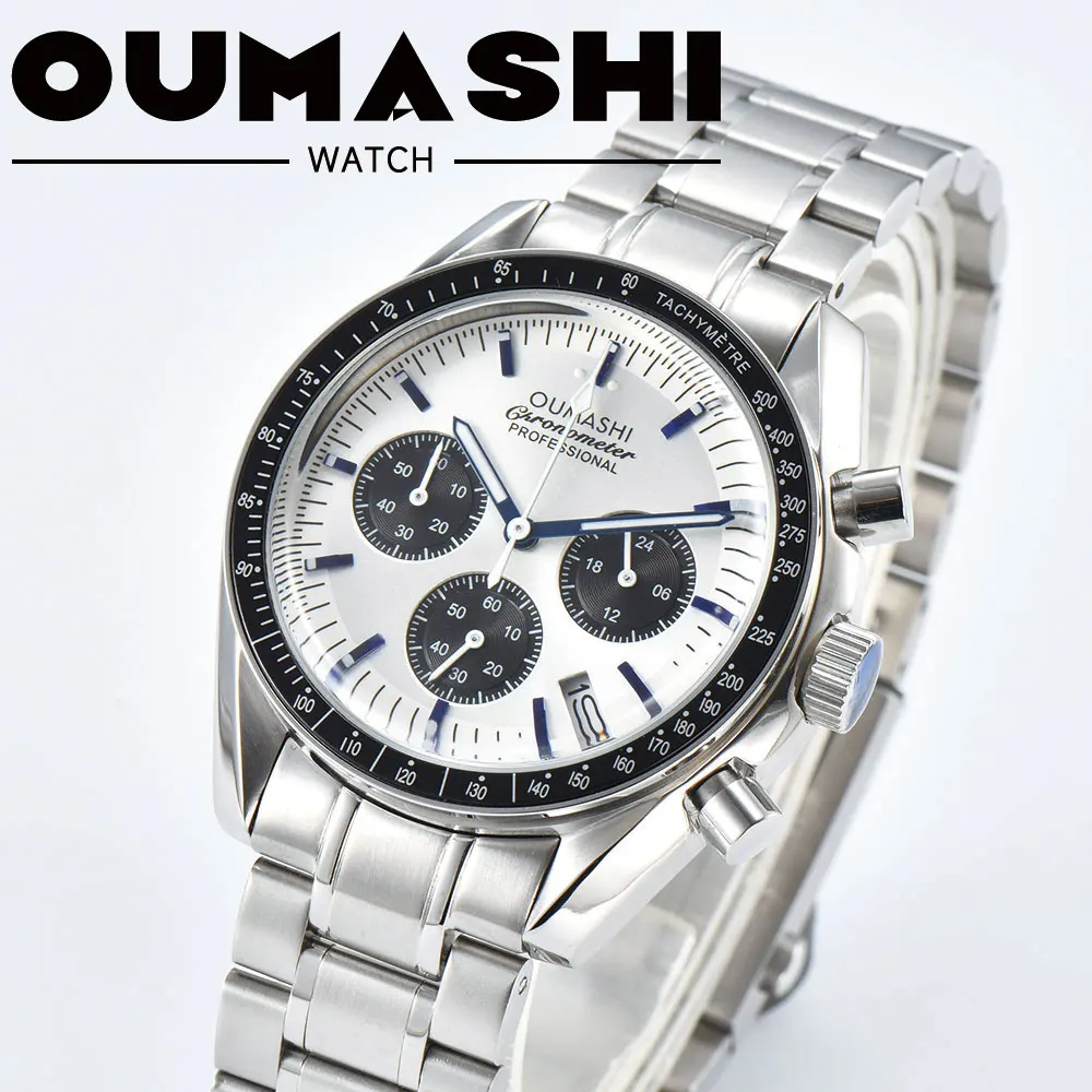 

41 мм Vk63 Механизм Премиум повседневные мужские водонепроницаемые часы с сапфировым стеклом из нержавеющей стали