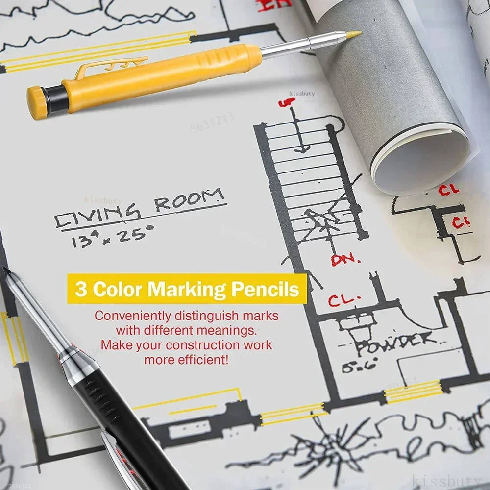 2.8 مللي متر الصلبة نجار قلم رصاص الميكانيكية مع المدمج في مبراة النجارة طويلة رئيس نجار قلم رصاص القرطاسية العرض #6