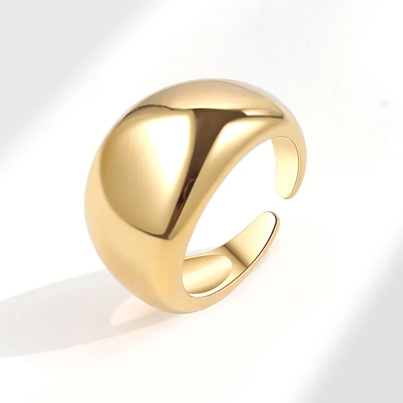 

Gold Plated Wide Face Ring for Women Open Design Sensation Personalized Plain Ring Fashionable Jewelry Accessory