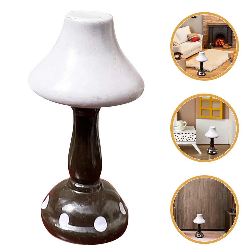 

2 Pcs Miniature Wooden Table Lamp Lamps Bedside for DIY Lighting House Desk Dollhouse Furniture Small