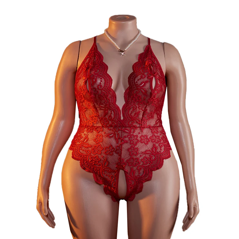 

Перспективная плотная одежда для сна, нижнее белье для тела, экзотическое сексуальное кружевное женское цельное нижнее белье больших размеров с открытой промежностью, комплект нижнего белья