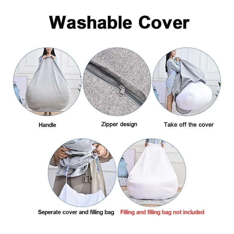 Sofa Bean Bag Chair Sofa Cover Sofa Bag Chair Cover Indoor Cover Soft Bean Bag Couch Sofa Bag Cover (No Filling) - view 5