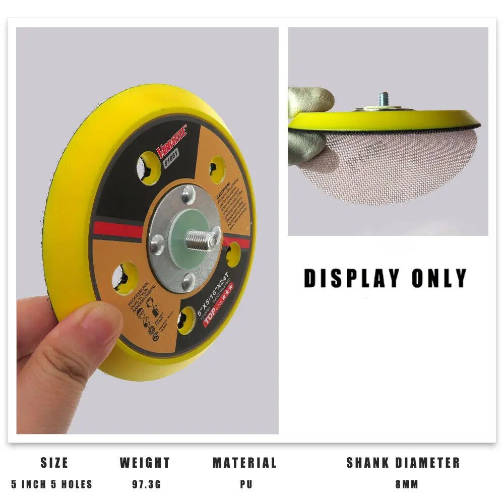 5 "인치 125mm 후크 및 루프 샌딩 폴리싱 백킹 패드 에어 샌더 용 M8 스레드가있는 연마재 가구 판금 자동차