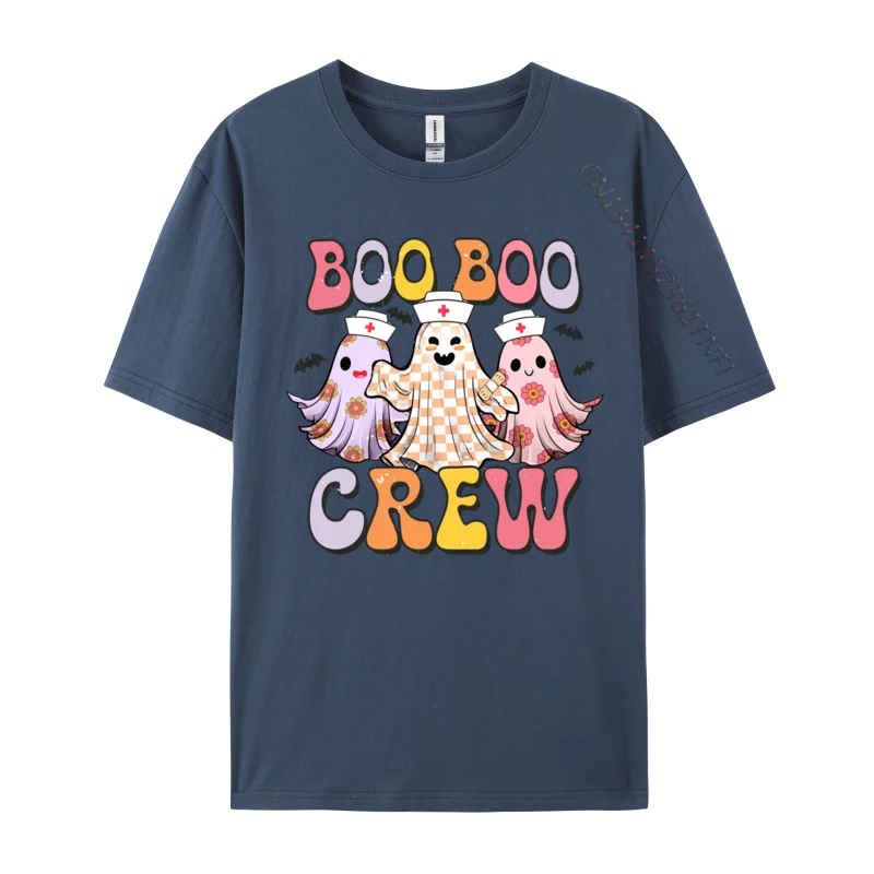 Groovy Boo Boo Crew Nurse Funny Ghost Halloween Nurse Casual 3D Printed T-Shirt for Men Pure Cotton Tops Shirts Funny Tee