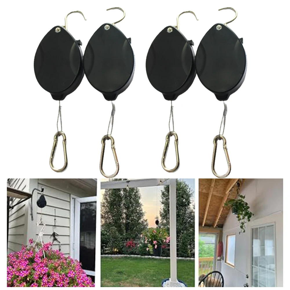 

4Pcs Plant Hook Pulley, Retractable Plant Hanger Easy Reach Hanging Flower Basket For Garden Baskets Pots And Birds Feeder