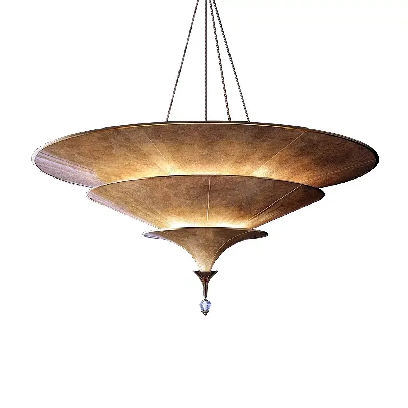 Southeast Asian Thai Umbrella Pendant Light Wabi Sabi Style For Restaurant Hotel Exhibition Hall Decorative Lighting