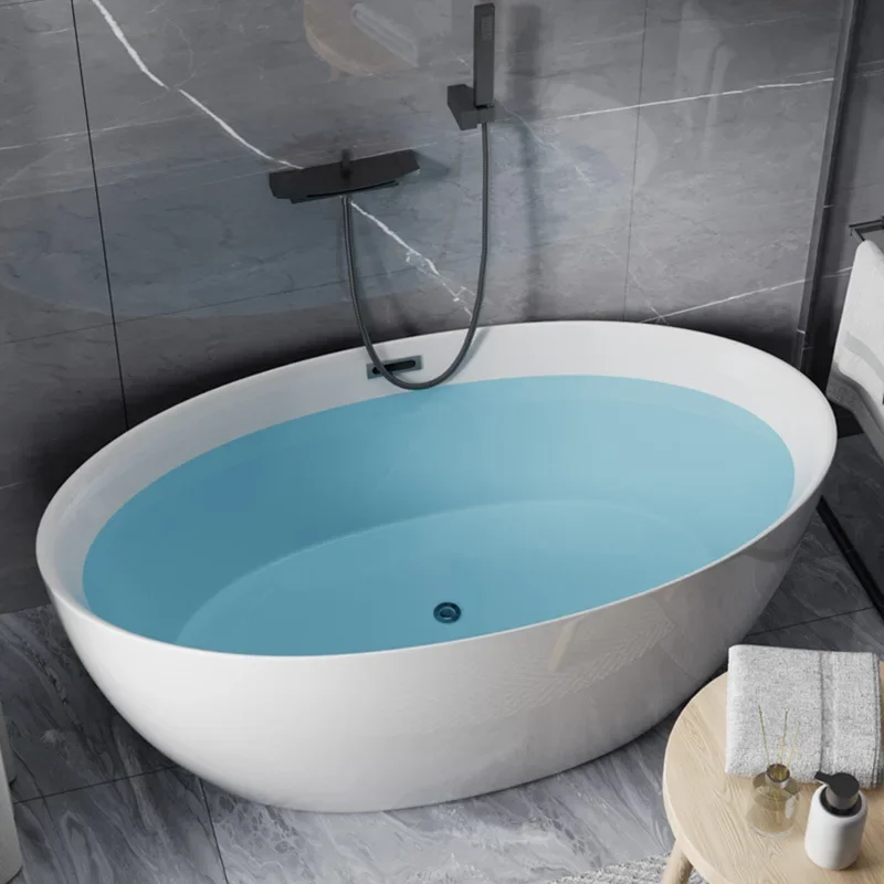 Thin edge bathtub acrylic adult free-standing oval seamless integrated bathtub hotel engineering B & B bathtub