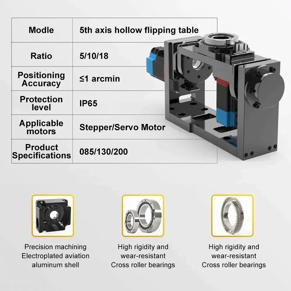 5th Axis CNC Flipped Hollow Rotating Platform Adhesive Welding Flipping Table Servo Stepper Turning Table Welding Turntable