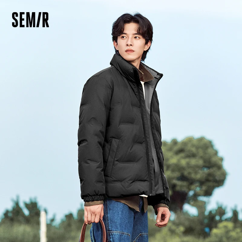 Semir Down Jacket Men Three-Resistant 2024 New Winter Stand-Up Collar Outerwear Solid Color Simple Versatile Top