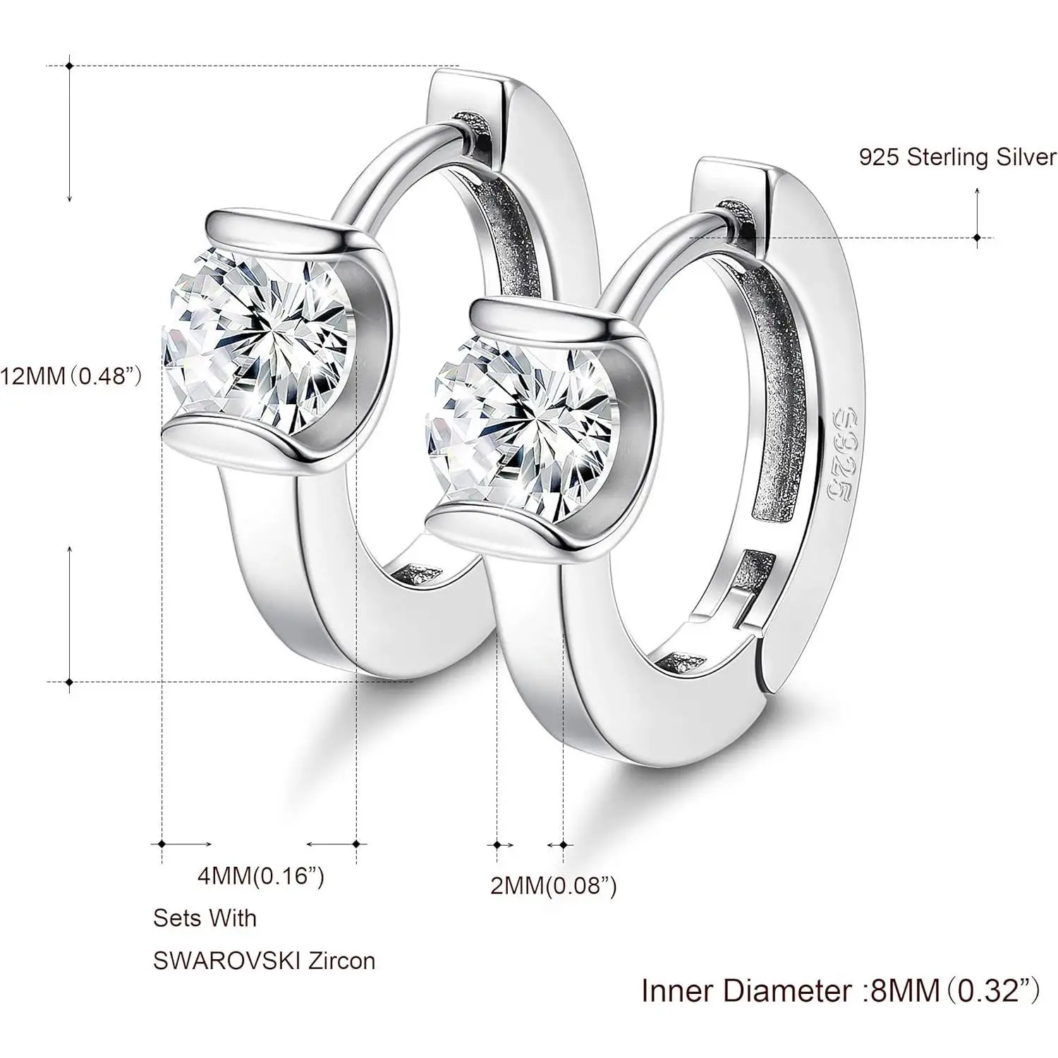 Женские серьги-кольца из серебра 925 пробы Fansilver, стильные гипоаллергенные серьги с блестящими фианитами, подарок ручной работы в коробке