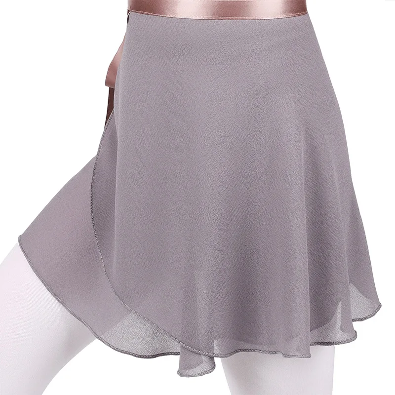 Hot Sale Kids Girls Children White Black Pink Lilac Blue Gray Wrapped Chiffon Ballet Skirt with ribbon