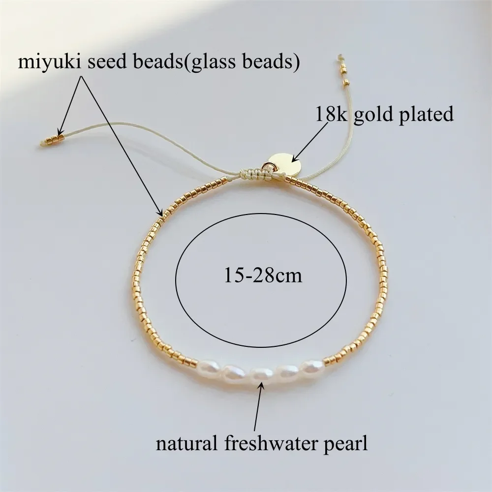 KKBEAD Miyuki Bracelets for Women Gift Luxury Natural Pearl Bracelet Gold Color Beads Simple Thin Pulseras Femme Fashion Jewelry