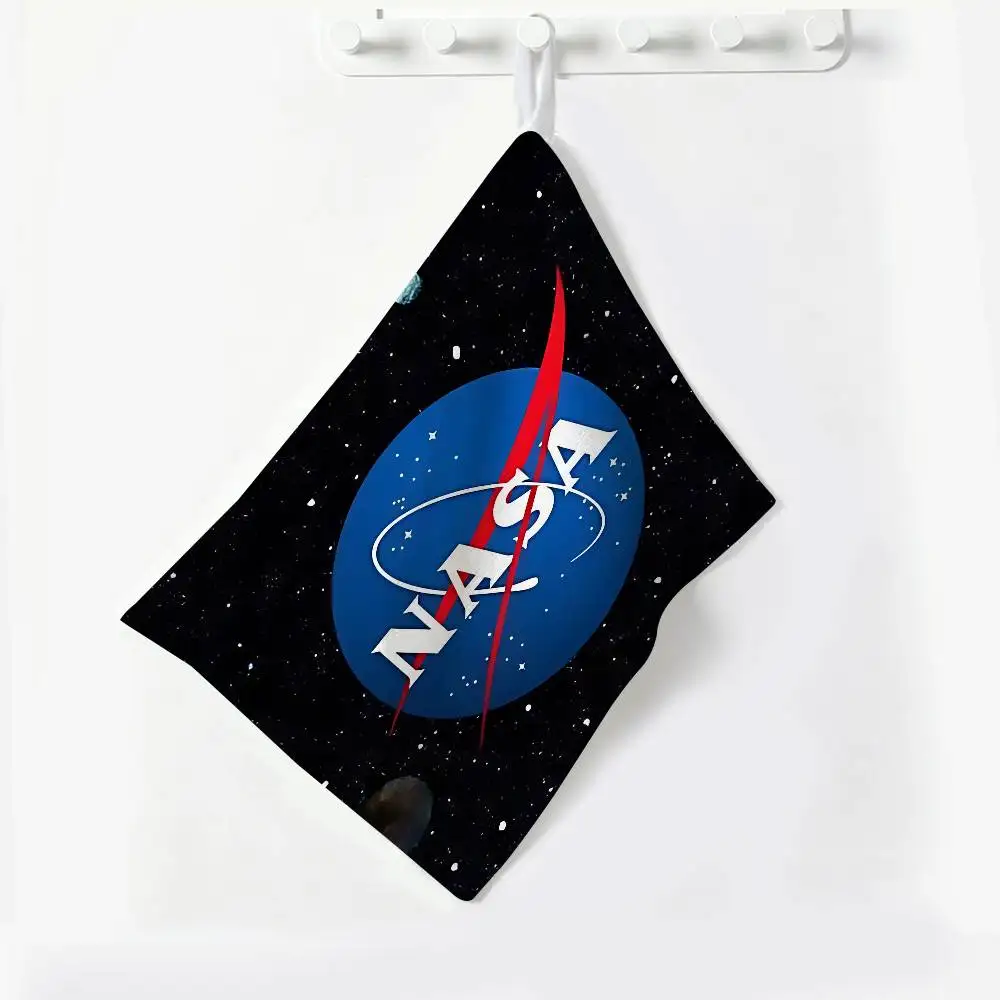 Hit N-NASA-A 2024 Polyester Cotton Hanging Kitchen Towel, Skin Friendly Hand Wiping Towel for Hotel Cafe Household