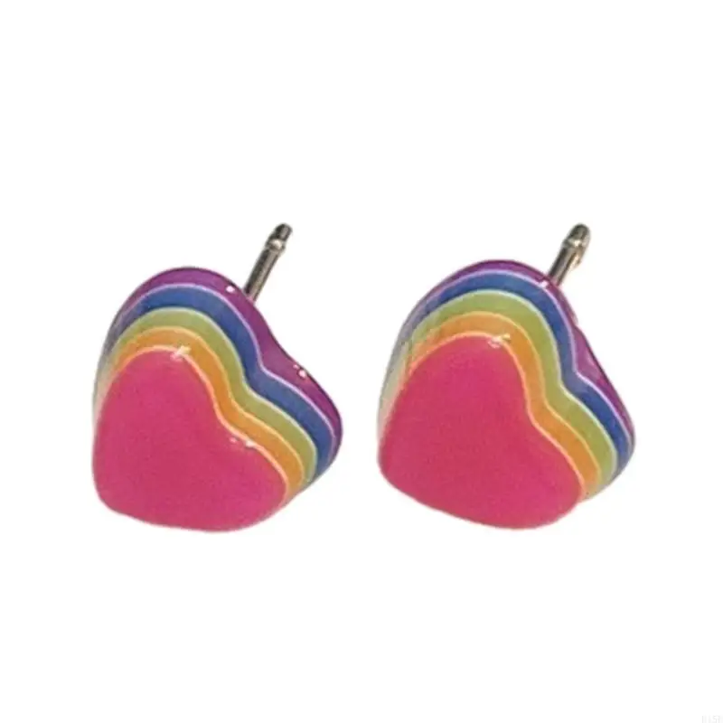 

E15E Rainbow Simple Ear Jewelry Shids Серьги из деликатные ушные шпильки 925 Серебряный материал
