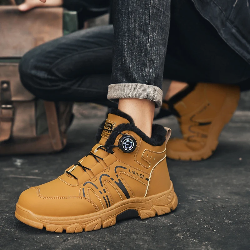 New Winter Oversized Men's Boots Waterproof Cold Resistant Plush and Warm Snow Boots Outdoor Thick Soled Casual Work Boots image 3