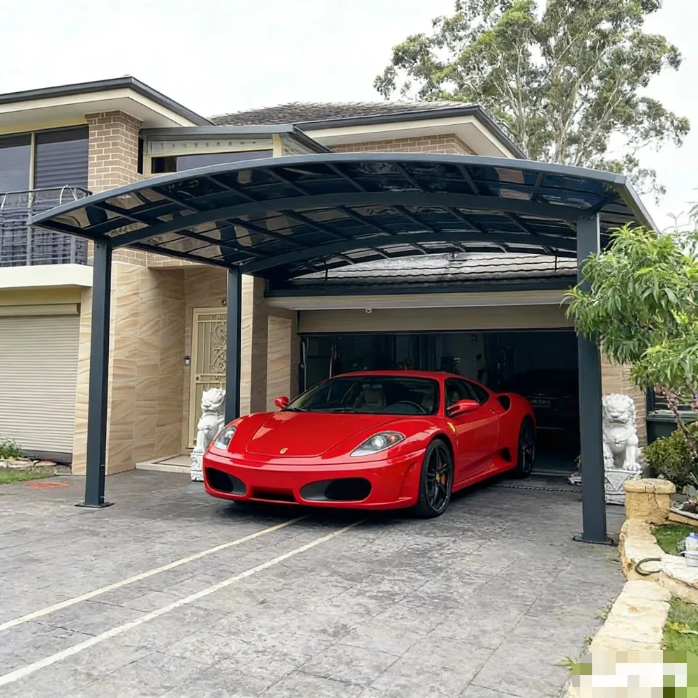 Modern Simple Gray Double Layer Aluminum Carport, Anti-Corrosion Luxury Multi-function Sun Canopy OEM ODM for Residential Villa