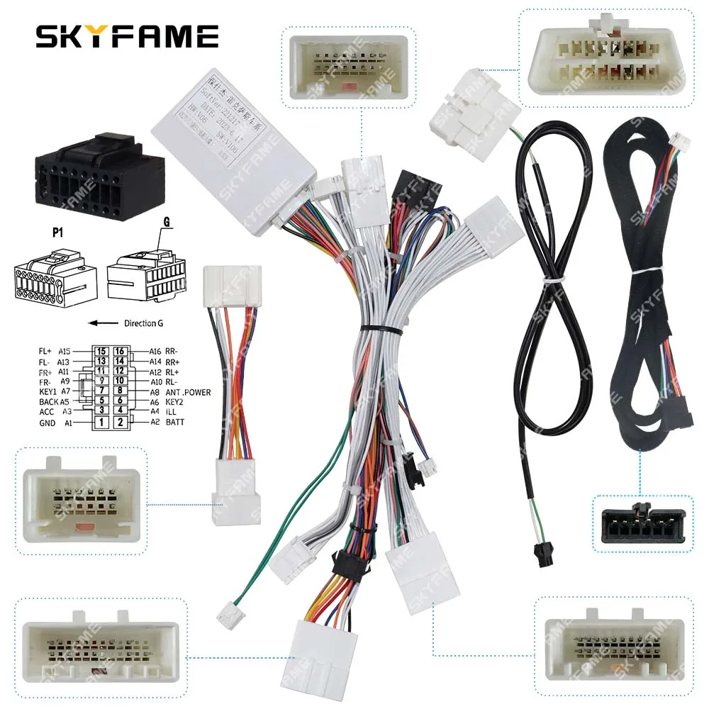 SKYFAME Car 16pin Wiring Harness Adapter Canbus Box Decoder Android Radio Power Cable For Lexus ES250 E300 ES