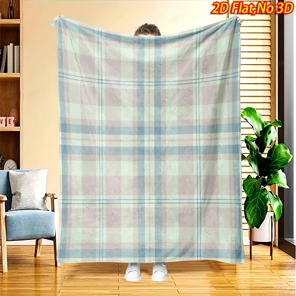 Modern British Check 2d Printed Soft Couch Cover Throw Retro Style Home Accent For Office Boutique Supermarket