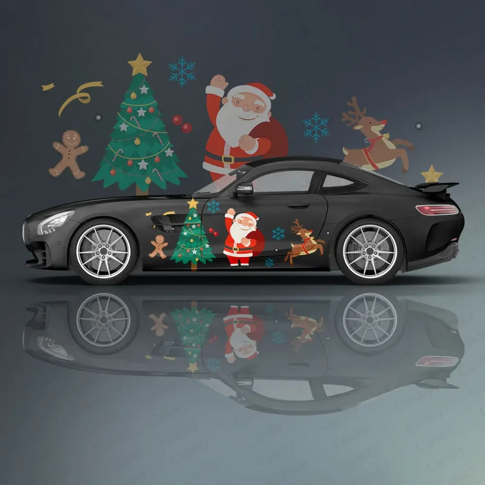 santa gift Christmas Car Decal Protective Film Vinyl Itacar Racing Side Graphics Wrap Accessories Spray Paint Car Stickers