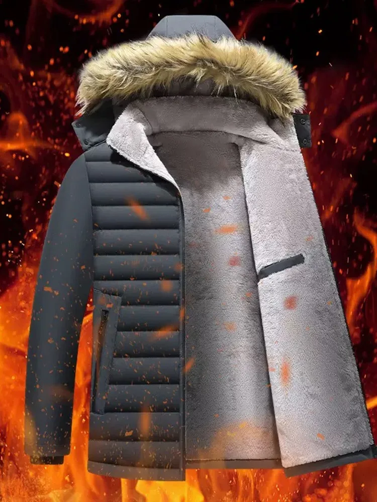 冬のファッショントレンドアメリカンヴィンテージ厚く暖かいフード付き綿入りジャケットメンズカジュアルルーズスポーツ大きいサイズコート