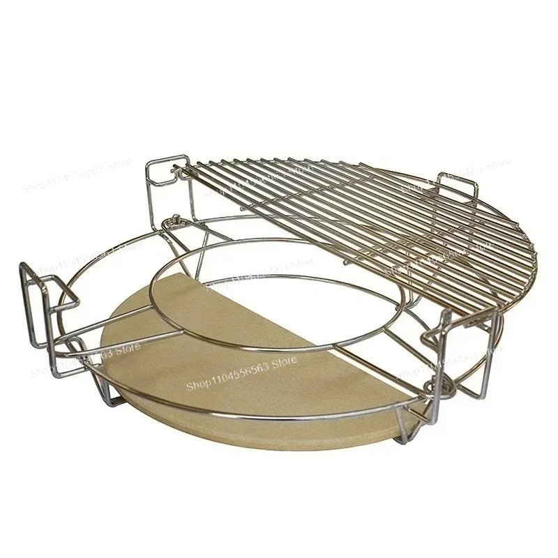 Divide-and-Conquer Cooking System for Kamado Grill | 16-26 Inch Round BBQ Grate Set with 2 Half-Racks & Heat Deflector