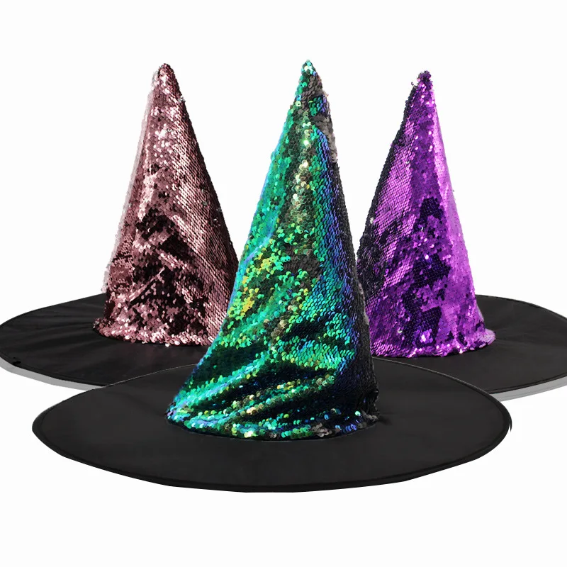 1pcs Halloween Witch Hat for Women Girls Wide Brim Foldable Party Cosplay Costume Props Accessory