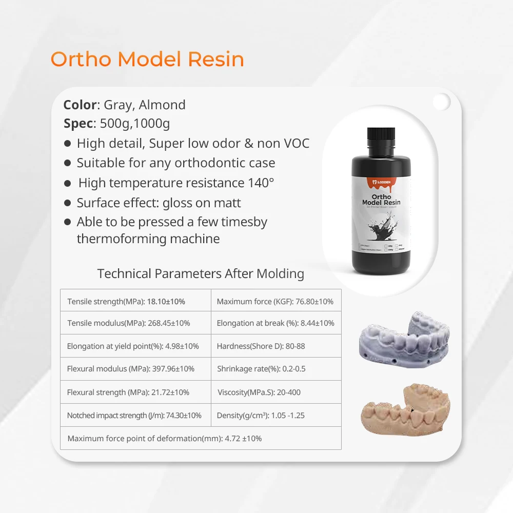 Lodden 3D Printer Resin 385/405nm High Precision Water Washable LCD Printing Resin IPA Clean Model Material 0.5kg 1kg