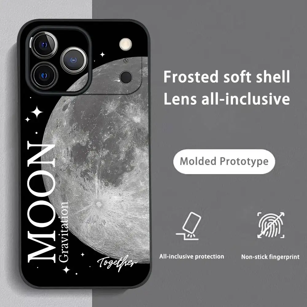 

Fashion Moon Phone Case For iPhone 15 14 13 12 11 Pro Xs Max Mini XR X 7 8 Plus Black Frosted Soft Shell Funda