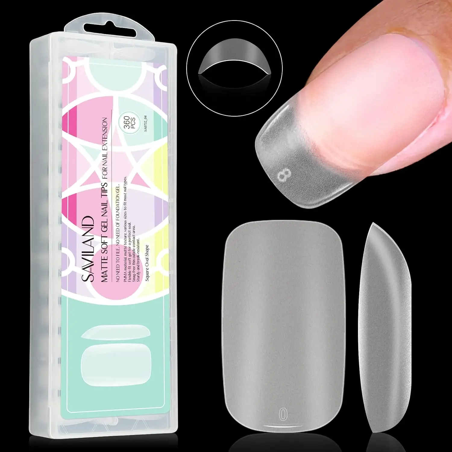 

Квадратные матовые гелевые типсы для ногтей, 360 шт. в 15 размерах, не требуют базового геля для легкого DIY маникюра и наращивания.