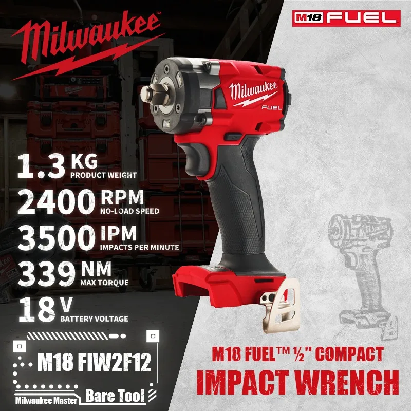 Milwaukee M18 FIW2F12/M18 FIW2F38 M18 FUEL™ ½″/⅜″ Compact Impact Wrench With Friction Ring 18V Lithium Power Tools 339NM