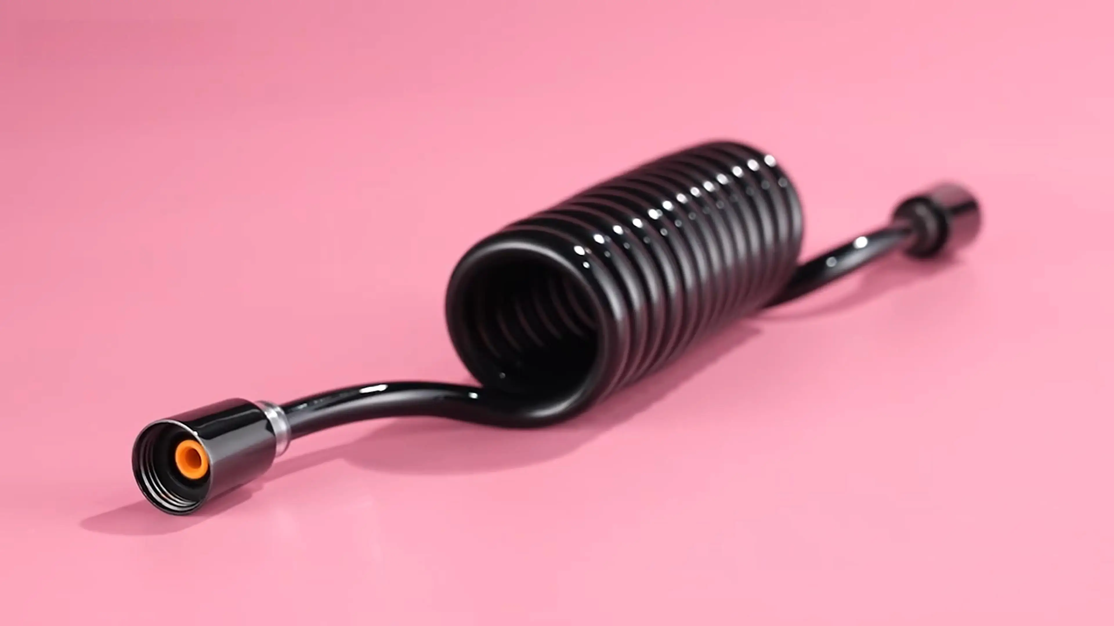 

Obsidian Black Flexible PU Coil Bidet Hose G1/2 Retractable Spring Shower Sprayer Pipe 360° Anti-Tangle for Toilet Bathroom
