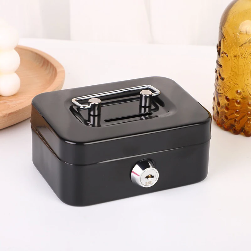 Portable Mini Key Safe Money Box Steel Bank Sturdy Lockable Coin Box Cash Storage Hidden Box For Home Store Suitcase