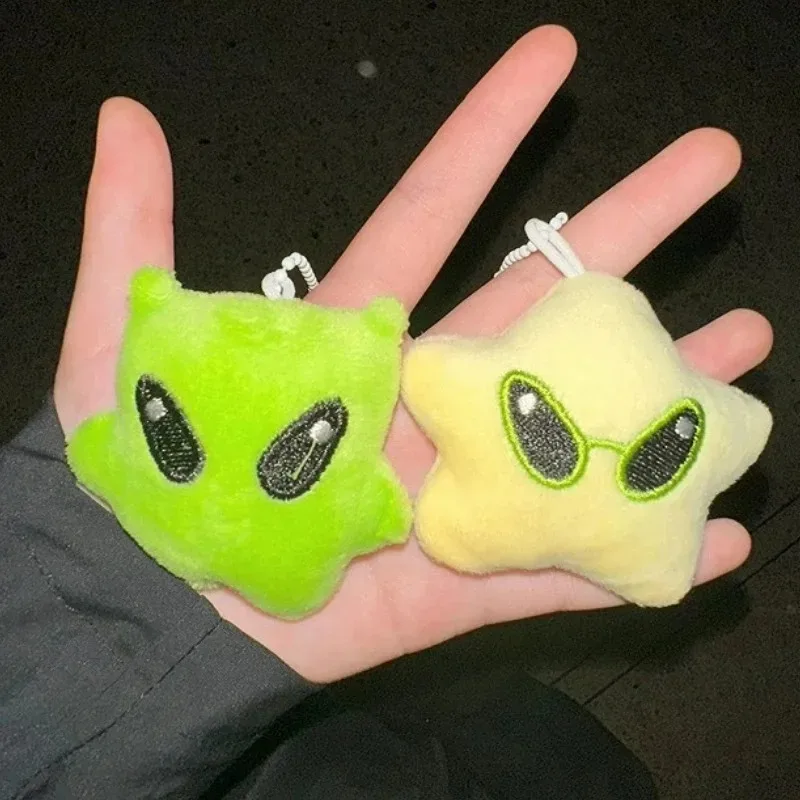 2pcs Kawaii Cartoon Star Alien Plush Keychain Cute Soft Doll Bag Pendant Backpack Handbag Charms Car Key Ring Mobile Phone Gift - view 4