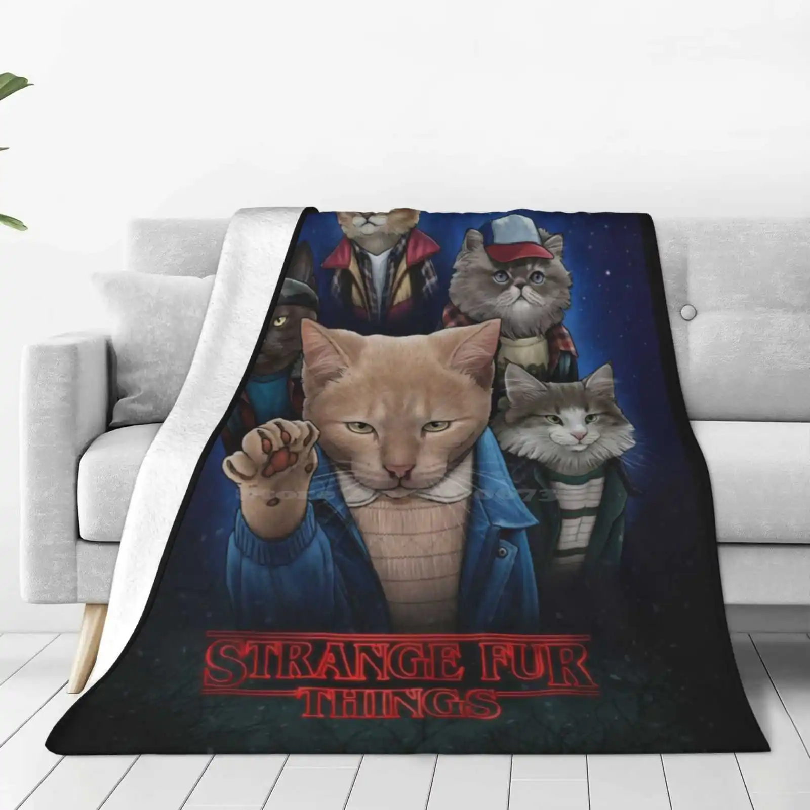 Strange Fur Things Top Quality Comfortable Bed Sofa Soft Blanket Stranger Fur Things Cats Kittens Kitty Upside Down