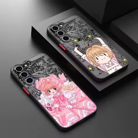 Sakura Anime Fashion Cute Frosted Translucent For Samsung Galaxy S24 S23 S22 S21 S20 FE S10 S9 S8 Plus Ultra Pro 5G Back