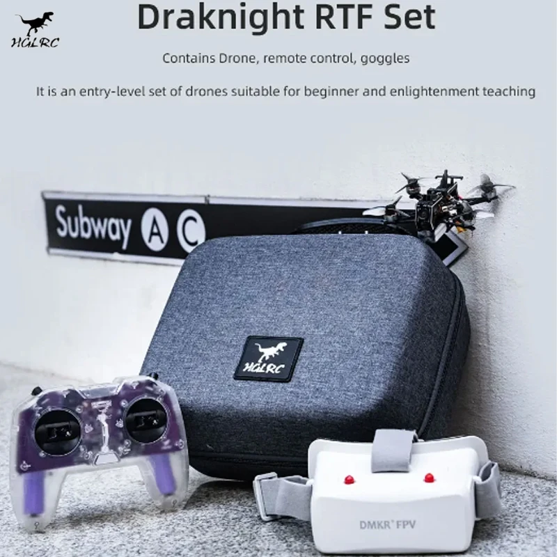 HGLRC Draknight 2inch RTF Set Draknight Drone with C1 Remote Controller 5.8G FPV Goggles for FPV Pilot Beginner