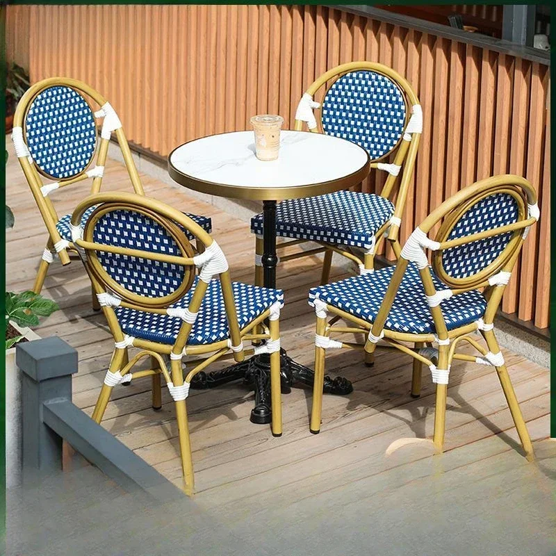 

Courtyard Open-air restaurant French rattan chair Cafe American leisure Internet celebrity backrest Garden rattan chair