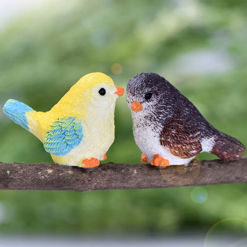 1PC Cute Little Birds Animal Model Figurine Home Ornament Glass Decor Miniature Craft Garden Fairy Decoration DIY Accessories