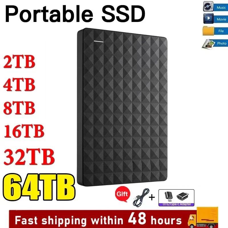 For Xiaomi SSD 500GB Flash Hard Drive External Type-C High Speed USB3.1 2TB 4TB 8TB SSD Storage Portable HD Hard Disk For Laptop