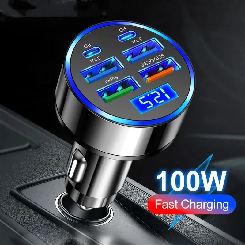 

Автомобильное зарядное устройство с 6 USB-портами, 100 Вт