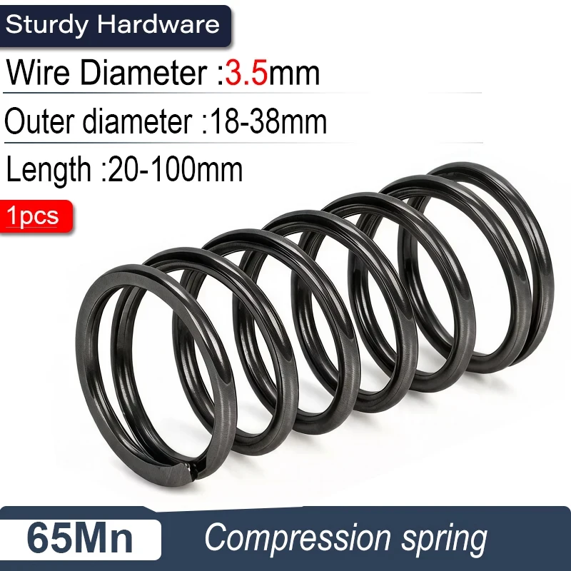 65Mn Heavy Duty Return Pressure Release Spring 3.5mm Wire Industrial Compressed Spring Factory Stock Fast Ship