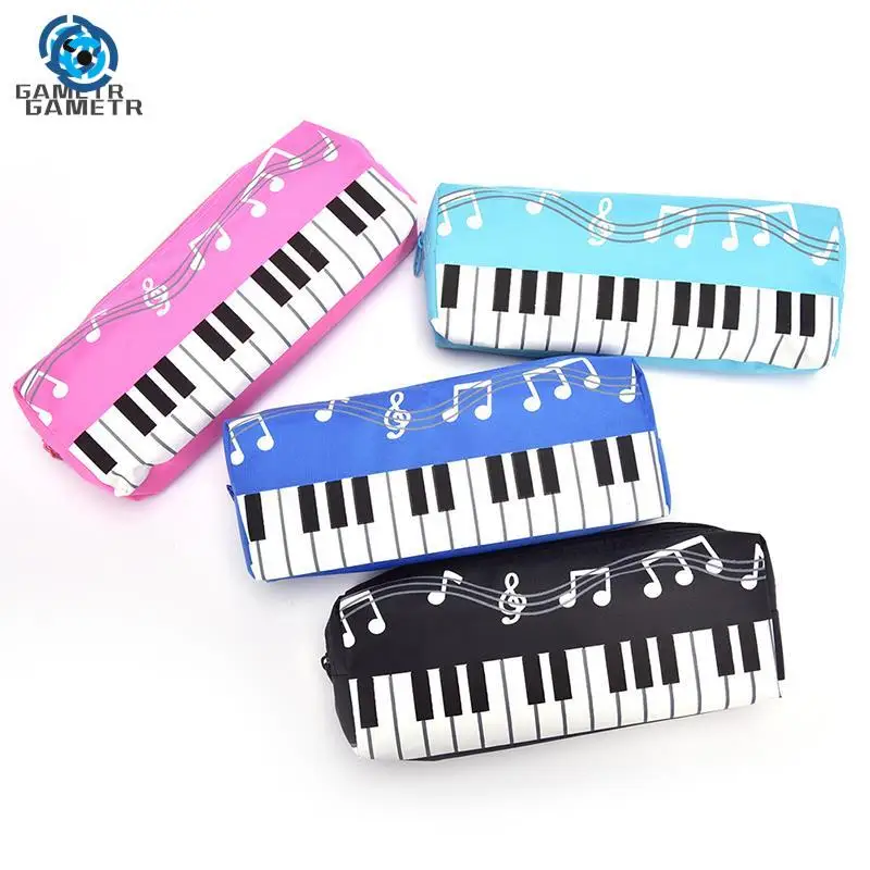 Bolsa de papelaria para piano nota musical, estojo criativo, quadrado, camada única, pano Oxford, bolsa para meninas e meninos