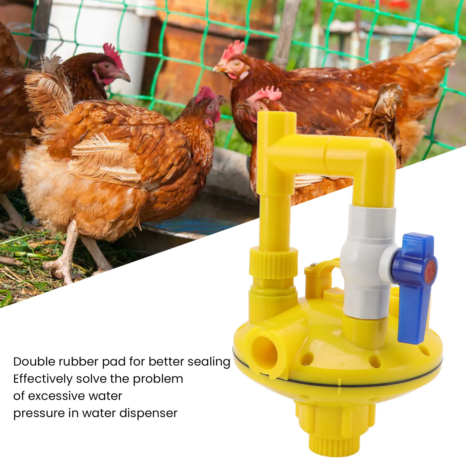 

2 Way Recoil Pressure Regulator Automatic Increasing Reducing Valve for Chicken Duck Rabbit G3/4in