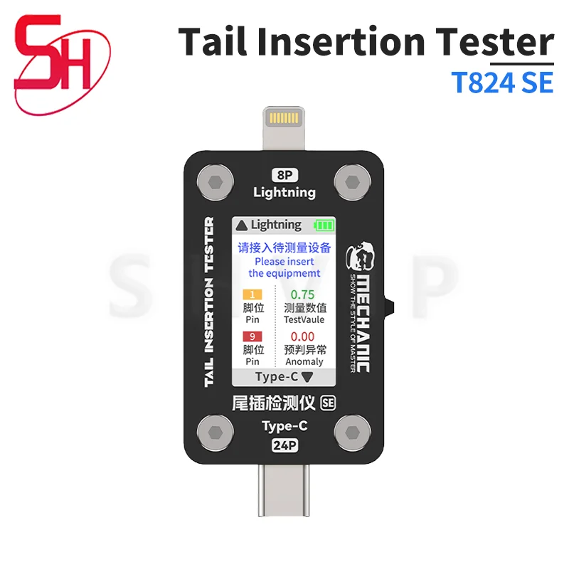 MECHANIC T824 SE No Disassembly Tail Insertion Teste For iPhone Type-C Huawei Xiaomi Repair Lightning Tail Insertion Detector