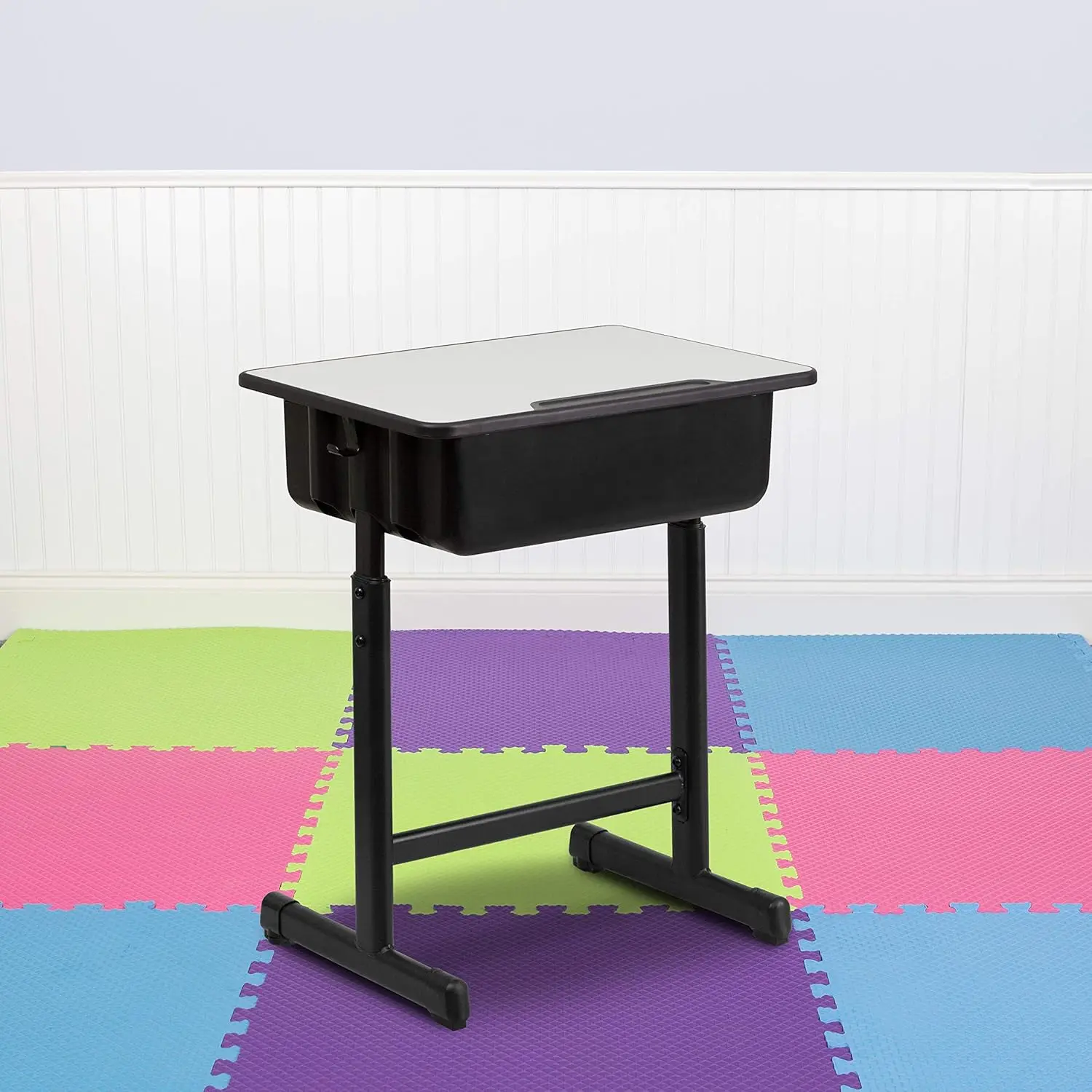 Bureau d'école réglable avec boîte à livres, tables pour enfants, bureau ouvert pour étudiants, chambres anti-irritation, apprentissage à distance recommandé