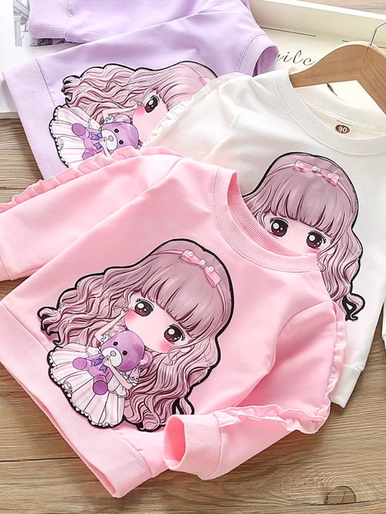 

Girls' Loose Long Sve Hoodie Baby Base Layer irt Autumn Faion Set Child Toddler Kids' Clothing T-irt