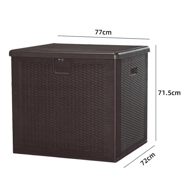80 Gal Brown Outdoor Garden Patio Storage Box Plastic Deck Bin with Secure Lock