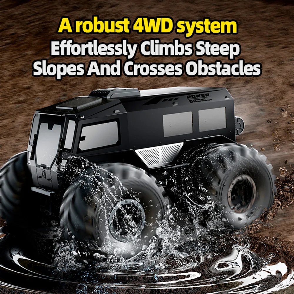 9IMOD RC Car 1/24 Scale Waterproof 4WD 2.4Ghz Q210 Water Land Dual Mode Amphibious Stunt Car One-Key to Start RC Off-Road Car